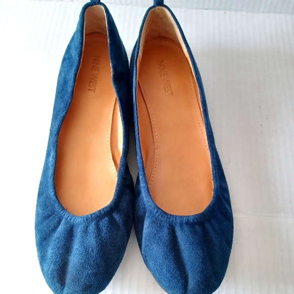 Nine West Indigo Blue  Leather Ballet Flats 7M - Picture 4 of 7